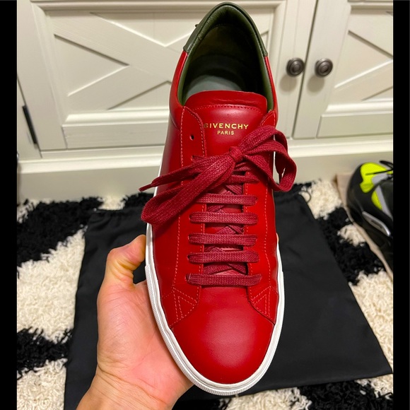 EUC Men’s Size 8 Givenchy Urban Street Leather Low-top Sneakers In Red/Olive - Picture 8 of 13